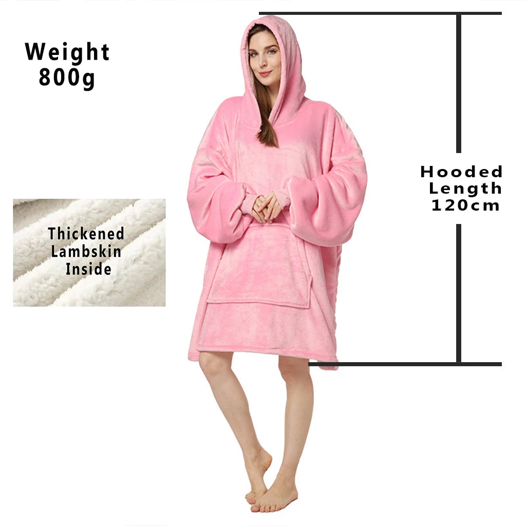 Winter Hoodies Sweatshirt Women Men Pullover Fleece Giant TV Oversized Blanket with Long Flannel Sleeves - Matrix Studios