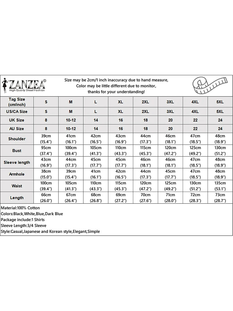 ZANZEA Women Vintage Striped Blouse Summer 3/4 Sleeve Loose Shirt Fashion V-Neck Button Up Tops Elegant Blusas Femme Tunic Mujer - Matrix-studios.com