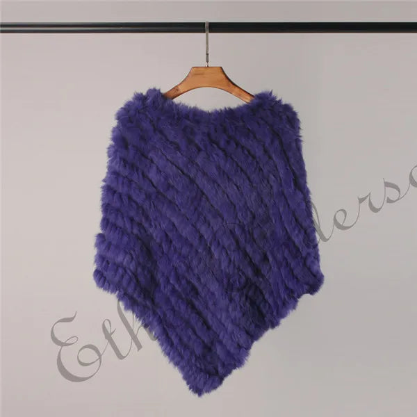 Women's Real Rabbit Fur Poncho Vest Natural Leather Winter Jacket Wrap Coat Shawl  Wedding Party Knitted Fur Vest Wholesale - Matrix Studios