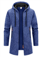 Men's Retro Zipper Jacket Mid Length Windbreaker Spring Autumn Winter Fleece Warm Jackets Fashion Casual Patchwork Yarn Coat - Matrix Studios