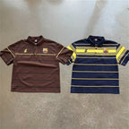 Y2k Retro Harajuku T Shirt Two Color Embroidered Logo Striped Patchwork Barca Polo Shirt Trendy Hiphop Men Women Oversized Tops - Matrix-studios.com