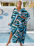 Plus Size Womens Animal Print Kaftan Dresses Caftans Swimwear Coverups Summer Bathing Suit Long Beach Dress - Matrix Studios