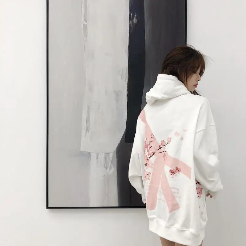 Streetwear Y2K Harajuku Cute Cherry Blossom Graphic Print Oversized Hoodie Gothic Casual Pullover Sweatshirt Men Women Clothing - Matrix Studios