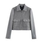 SLTNX Women's Zipper Jacket Coat New Winter Long Sleeve Pocket Outerwear Coat Short Street Elegant Women's Jacket - Matrix-studios.com