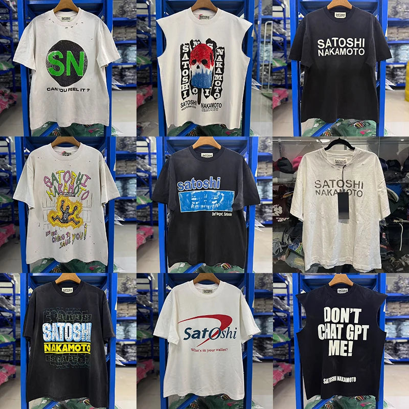 Vintage Satoshi Nakamoto T-shirt Washed High Quality Cotton Large Size Short Sleeve Men Women Summer Casual Hip-hop Couple's Top - Matrix-studios.com