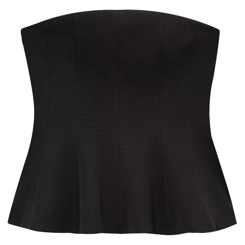 HXAO Corset Tube Top Women Summer 2025 White Pink Blue Yellow Black Top Bustier Ruffled Vests Cute Sleeveless Backless Tank Top - Matrix-studios.com