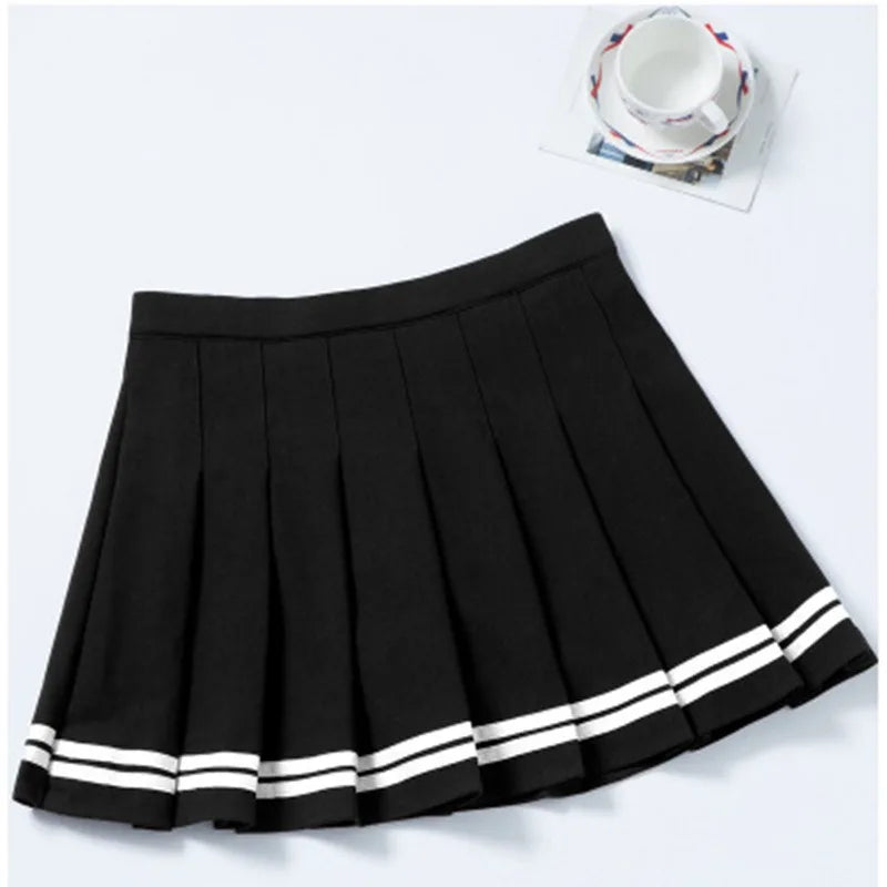 Preppy Girl Pleated Skirts Elastic Waist Summer Vintage Mini Skirts Korean Streetwear Spring Student Strips Designed Dance Skirt - Matrix-studios.com