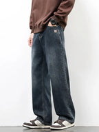 Spring Autumn American Retro Straight Jeans Men Streetwear Korean Fashion Loose Baggy Wide Leg Denim Pants Male Casual Trousers - Matrix Studios