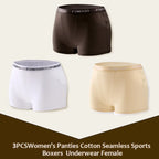 3Pcs Women's Panties Cotton Seamless Sports Boxers Underwear Female Solid Color Briefs Lingerie Intimate Underpant Finetoo S-XXL - Matrix Studios