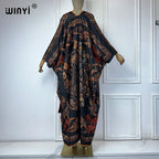 WINYI High Quality Double-Sided Print Open Abaya Dubai Luxury Coat Beach Wear Cover Up Elegant Muslim Cardigan Kimono Maxi Dress - Matrix Studios