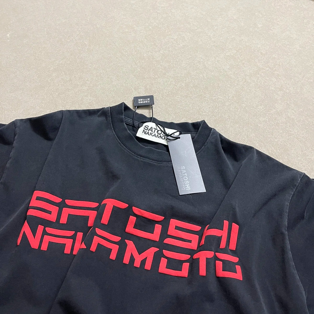 Satoshi Nakamoto Velvet foam logo printing T Shirt Men Women High Quality Tee Tops T-Shirt - Matrix-studios.com