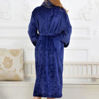 Coral Fleece Long Robe Kimono Gown Winter Warm Flannel Nightdress Bathrobe Casual Sleepwear Intimate Lingerie Thicken Homewear - Matrix-studios.com