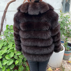 QUEENTINA Winter New Women's Real Fox Fur Coat With Collar Especially Overcoat Leather Female Natural Plus Size 2023 Luxury - Matrix Studios