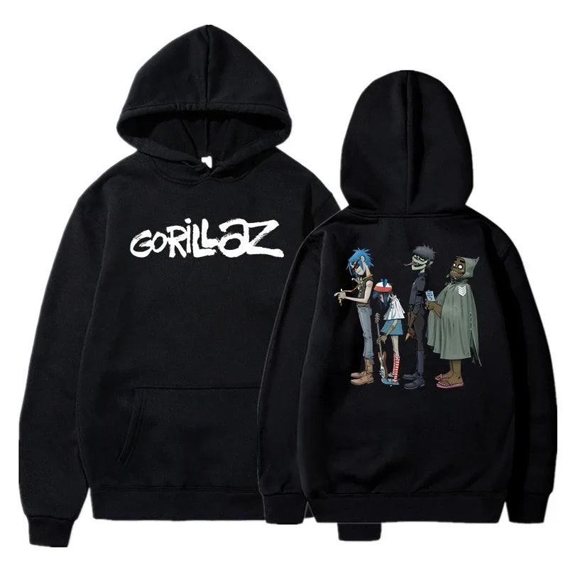 The Autumn and Winter Pullovers Long Sleeve Loose Soft Sweatshirt Streetwear Coat Gorillaz Printing Women and Men Hoode - Matrix Studios