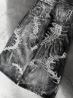 Y2K New Retro Centipede Embroidery Pattern Washed Oversized Wide-Leg Pants Street Gothic Harajuku Floor Pants For Men and Women - Matrix Studios
