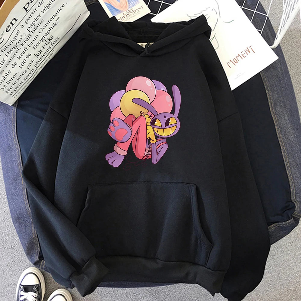 Digital Circus Jax Hoodie Fashion Women Aesthetic Graphic Kawaii Rabbit Hug Balloons Hoodies Unisex Cartoon Pullover Sweatshirts - Matrix Studios