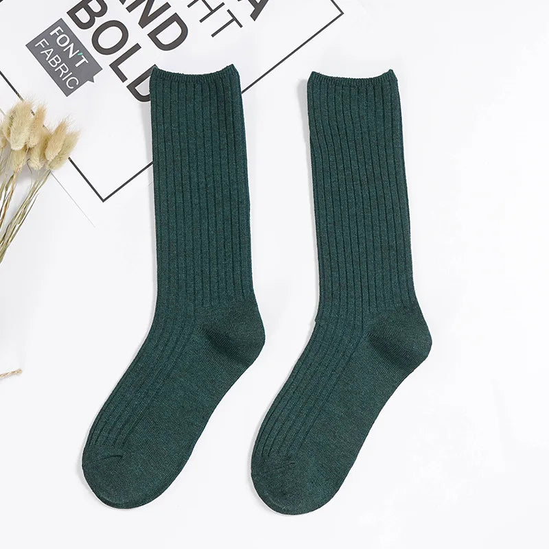 1/3/5 Pairs Women's Ribbed Crew Socks Soft Stretchy Solid Color Slouch Mid-Calf Sock High Quality Elastic Casual Fashion Sox - Matrix Studios