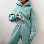 Women's Tracksuit Suit Autumn Fashion Warm Hoodie Sweatshirts Two Pieces Oversized Solid Casual Hoody Pullovers Long Pant Sets - Matrix-studios.com