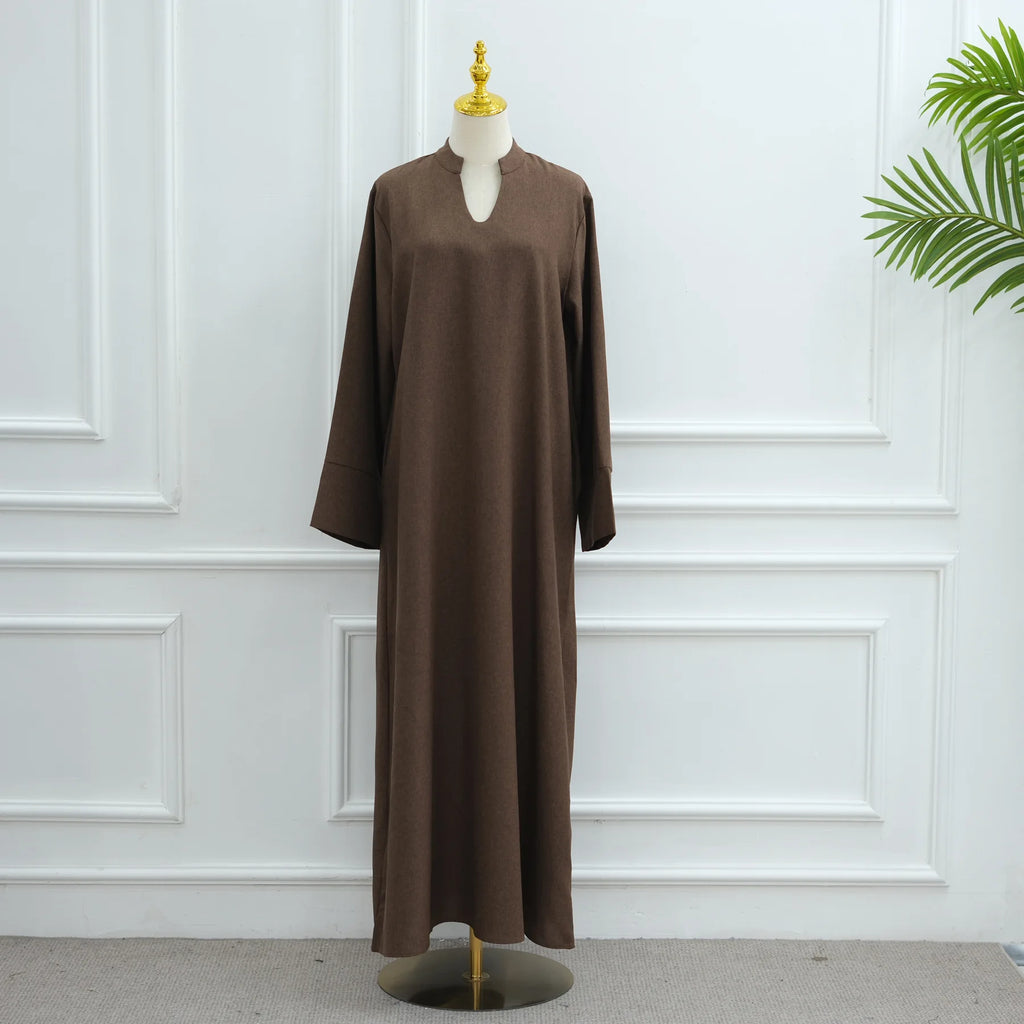 Ramadan Arabic Muslim Women Modest Dress Elegant Eid Dubai Abaya Islam Holiday Loose Outfit New Arrive Plain Turkey Kaftan Robe - Matrix-studios.com