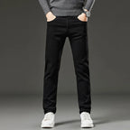 Men's autumn and winter hot jeans elastic small straight leg pants black gray micro elastic zipper fashionable versatile jeans - Matrix Studios