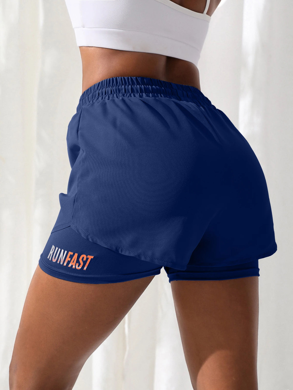 Women's High Rise Yoga Shorts With Elastic Proximity Control Running Shorts, Fake Two Pieces Pants - Matrix Studios