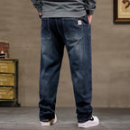 Extra Big Size Jeans Men High Elastic Waist Baggy Denim Pant Male Plus Large Loose Slim Fit Cowboy Trouser 8XL 6XL Classic Black - Matrix Studios