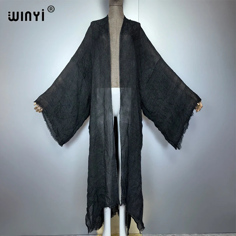 WINYI High Quality Comfortable Women Soft Cardigan Loose Dress Party Boho Maxi Beach Holiday Swimming Cover Ups Africa Kimono - Matrix Studios