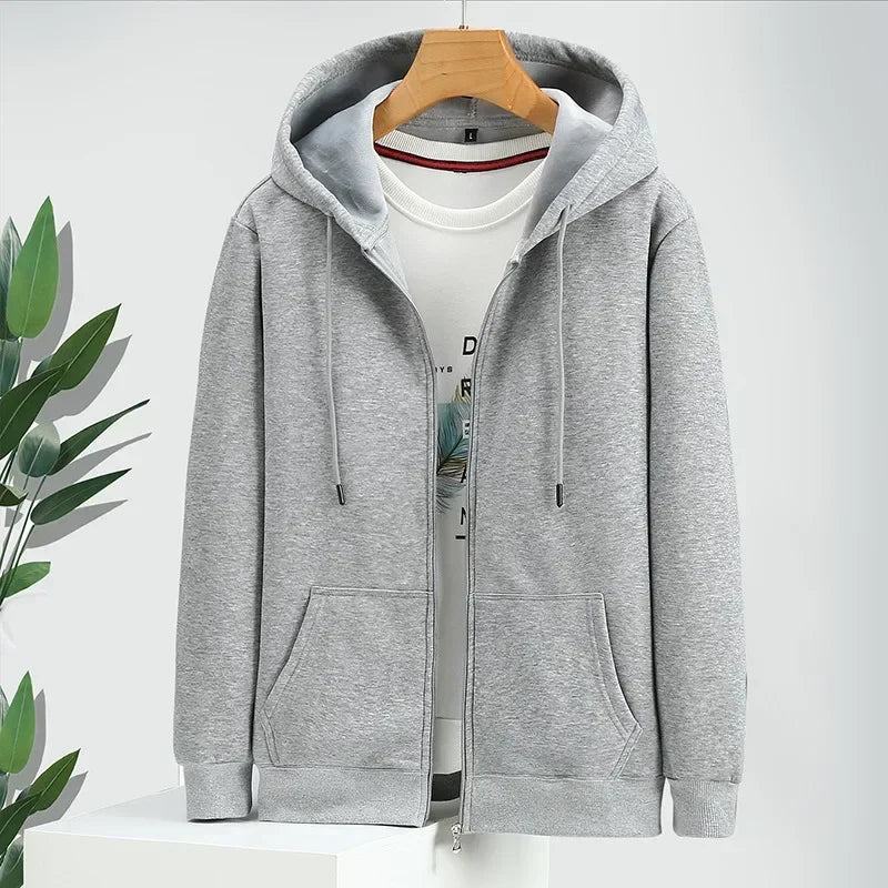 Big Size Hoodie Men Hood Long Sleeve Sweatshirt Male Zip-up Loose Cotton Fleece-lined Casual Top Zipper Large Fat Plus 10XL 12XL - Matrix Studios