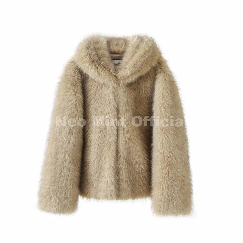 Neo Mint Exclusive Women Winter Hooded Faux Fur Coat Chic Street Fashion Girls Fluffy Fox Fur Jacket Thick Warm Shaggy Overcoat - Matrix Studios