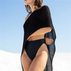 Off Shoulder Cover Up Tops Shirt Asymmetrical Sheer Knit Poncho Shrug Pullover Shawl Top Summer Holiday Beachwear - Matrix Studios