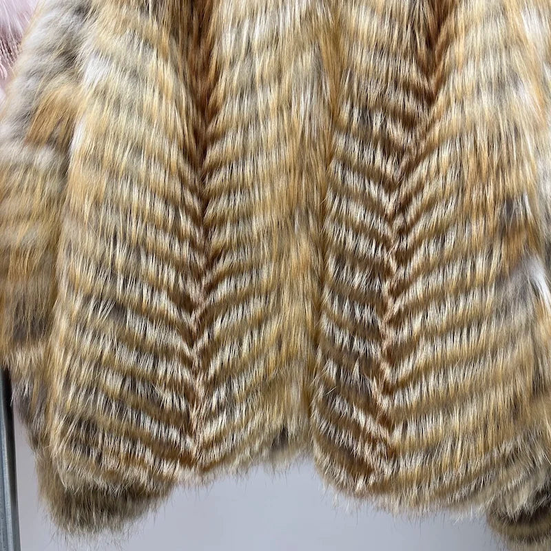 Winter Women Natural Real Red Fox Fur Strip Sewed Toghter With Genuine Leather Down Jackets Female Luxury Thick Warm Outerwear - Matrix Studios