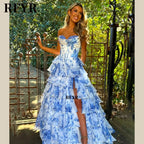 RFYR A Line Floral Prom Vestidos De Novia Pleated Elegant Prom Dress 2025 Floor Lenght Party Dress for Women  فساتين السهرة - Matrix-studios.com