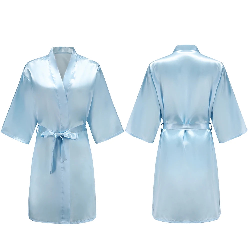 Women's Pure Short Silky Robes Bridesmaid Bride Party Satin Robes Sleepwear