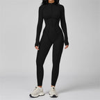 TRY TO BN Gym Jumpsuit Half Zipper Sports Stripe Fitness Bodysuit One-Piece Workout Activewear Tights Woman Suits Yoga Clothing - Matrix Studios