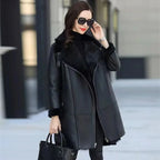 Oversized 6XL Thicken PU leather Jacket Women's 2025 Winter Warm Faux Mink Fur Coat Female Loose Windproof Parka Long Overcoat - Matrix Studios