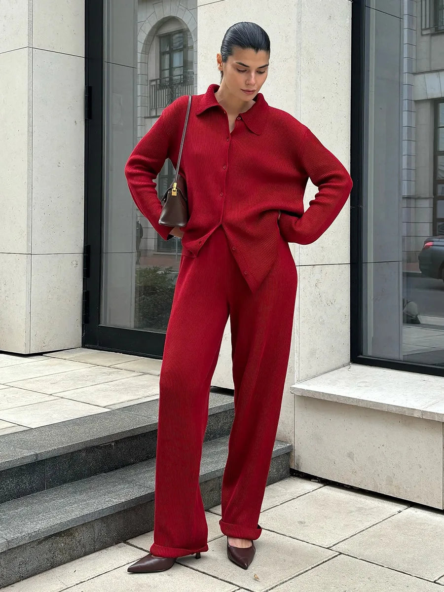 Bornladies Autumn Winter New Knit Cardigan Pants Set Loose Two Piece Casual Sweater Suit Women Thick Warm Soft Knitted Outfit - Matrix-studios.com