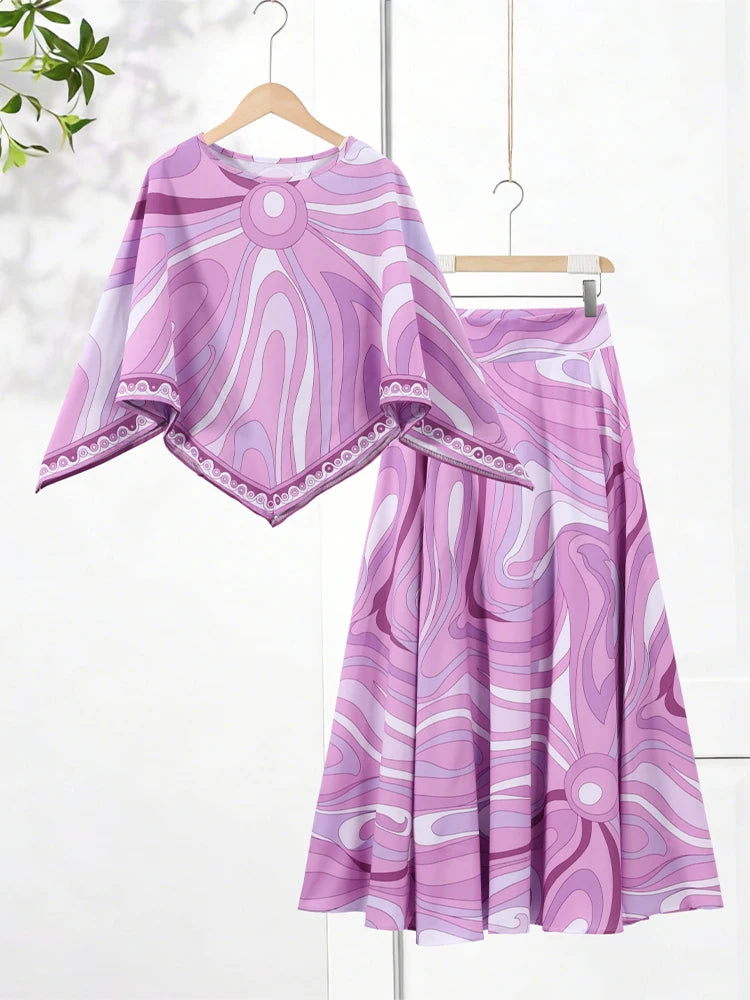 Loose Printed Shirt Skirt Suits Women Beach Irregular Full Sleeve Top Female Sets 2026 Fashion Summer Long Skirt Ladies Outfits - Matrix-studios.com