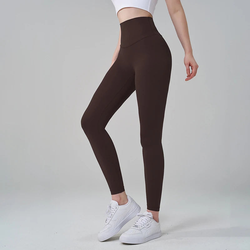SOISOU Nylon Yoga Pants Gym Leggings Women Girl Fitness Soft Tights High Waist Elastic Breathable No T Line Sports Pants - Matrix-studios.com