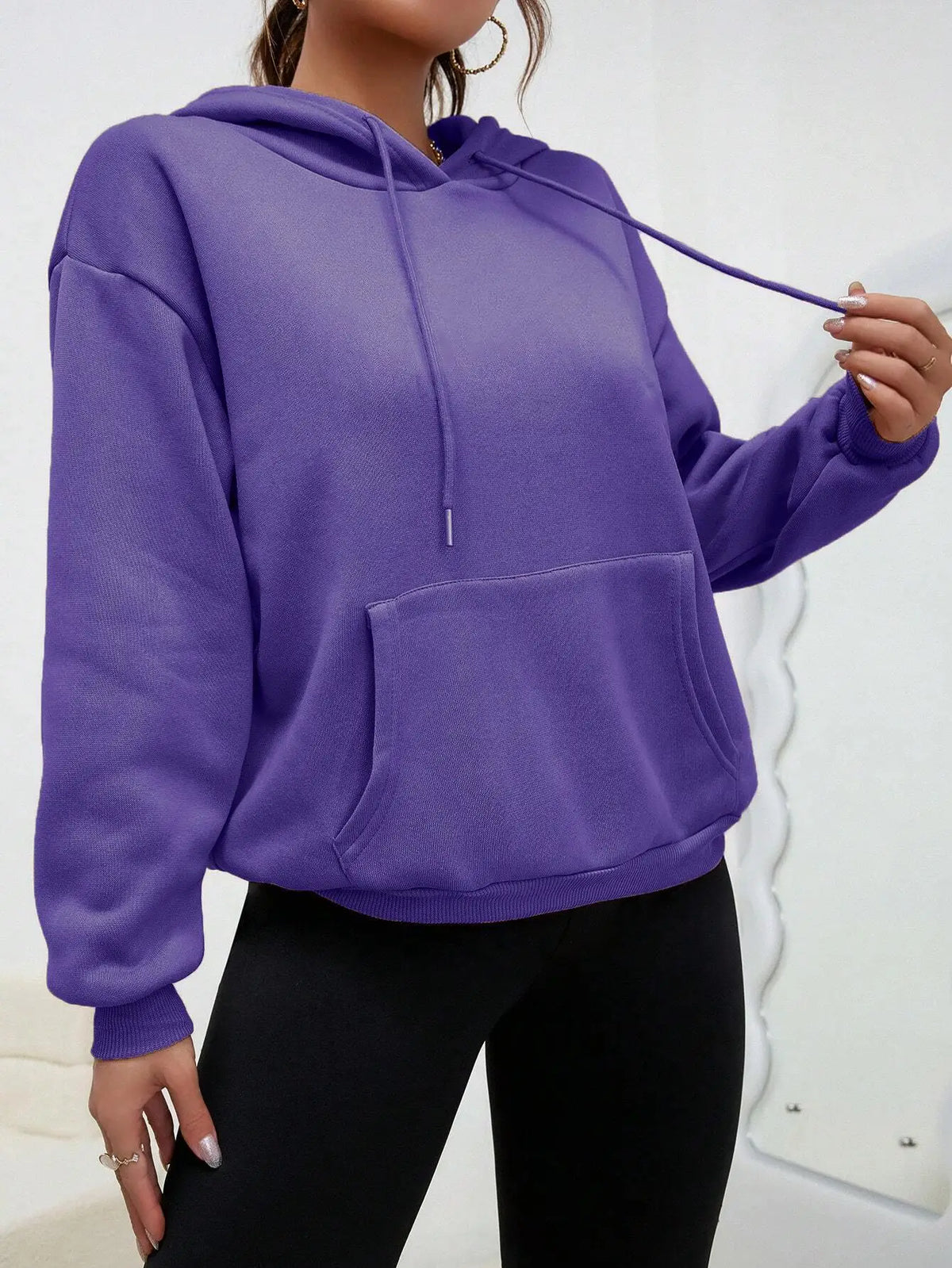 Solid Color Casual Hoodie For Female Pocket Creative Hoody All-Match Street Clothes Womens Fleece Unisex Pullovers - Matrix Studios