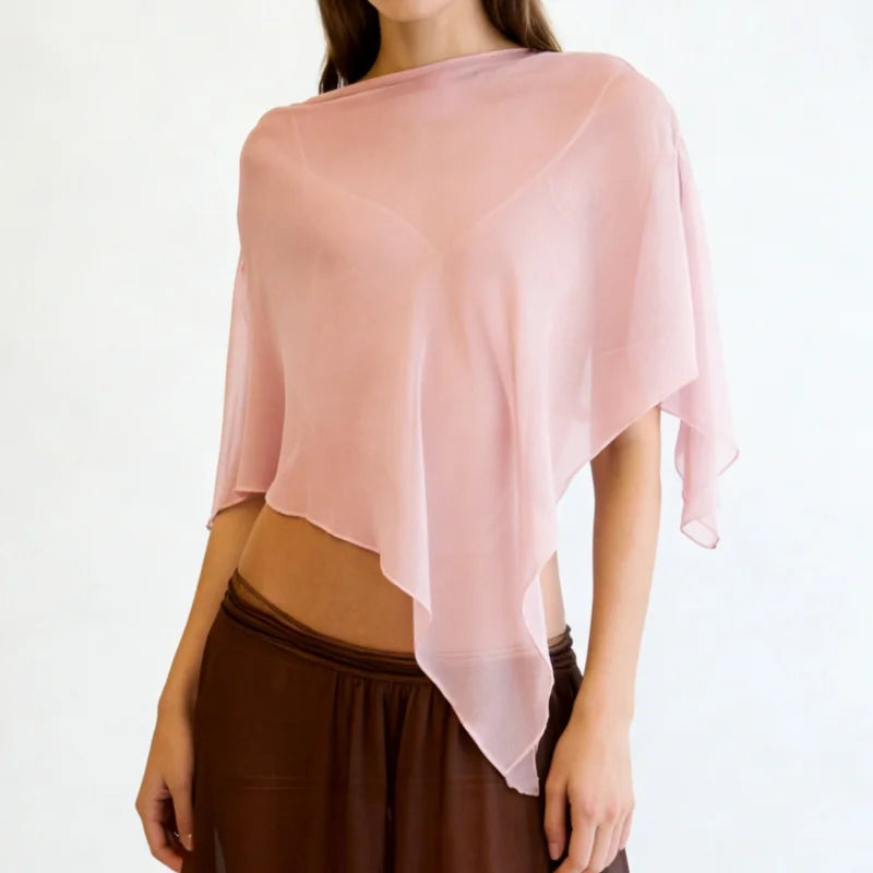 Women Mesh Sheer Poncho Capelets Chiffon Cape Shawls and Wraps for Evening Dress Cover Up Formal Wedding Party - Matrix Studios