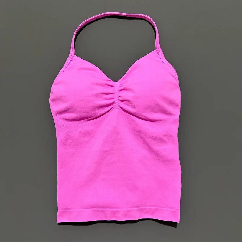 Women Solid Color Yoga Sports Tank Top Sleeveless Quick Dry Breathable Elastic Slim Fit Gym Workout Running Fitness Soft Skin - Matrix-studios.com