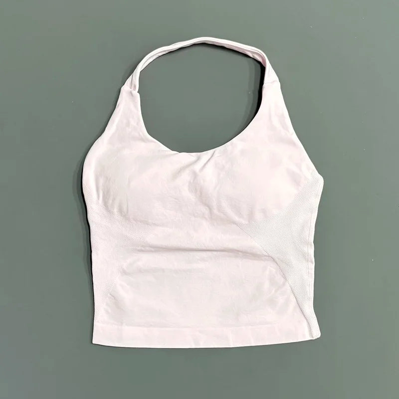 HISTELLO Sports Halter Top Seamless Longline Strappy Gym Tank Top Women Yoga Clothing Workout Fitness Sportswear Pilates Vest - Matrix-studios.com