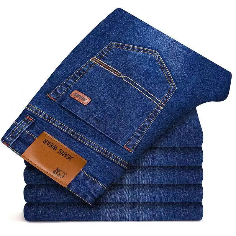 New Men Light Luxury Stretch Slim Fit Pants Comfortable Soft Business Fashion Straight Casual Denim Trousers Male Brand Clothing - Matrix Studios