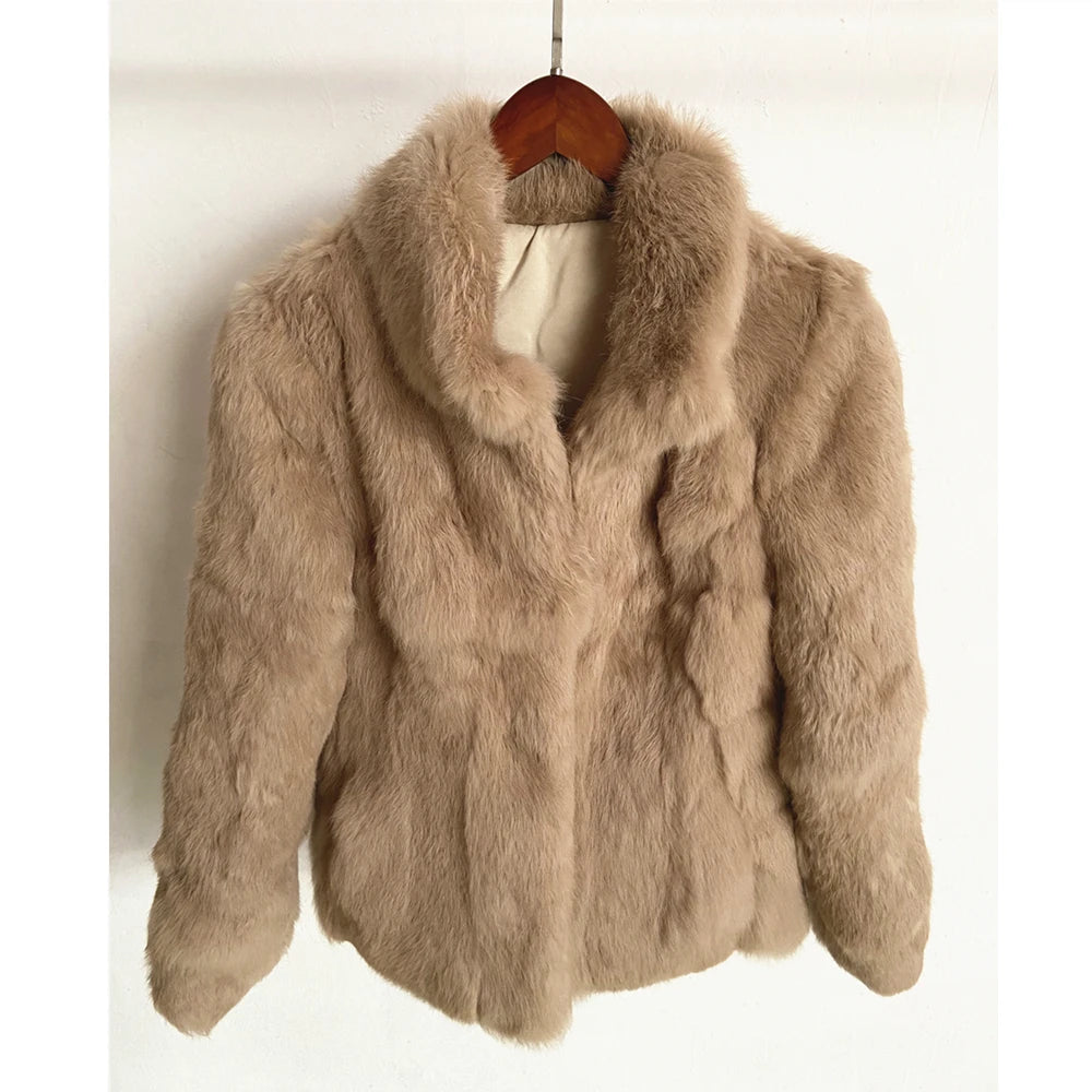 Fancy Rani Natural Rabbit Fur Coat Women Winter Jacket Real Leather And Fur Women's Clothing Female Outerwears With 2024 - Matrix Studios