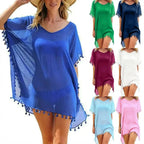 Fashion V Neck Summer Sunscreen Smock Loose Casual Beachwear Shirt Bathing Suit Plus Size Swimsuit Cover Up Dress for Women - Matrix Studios