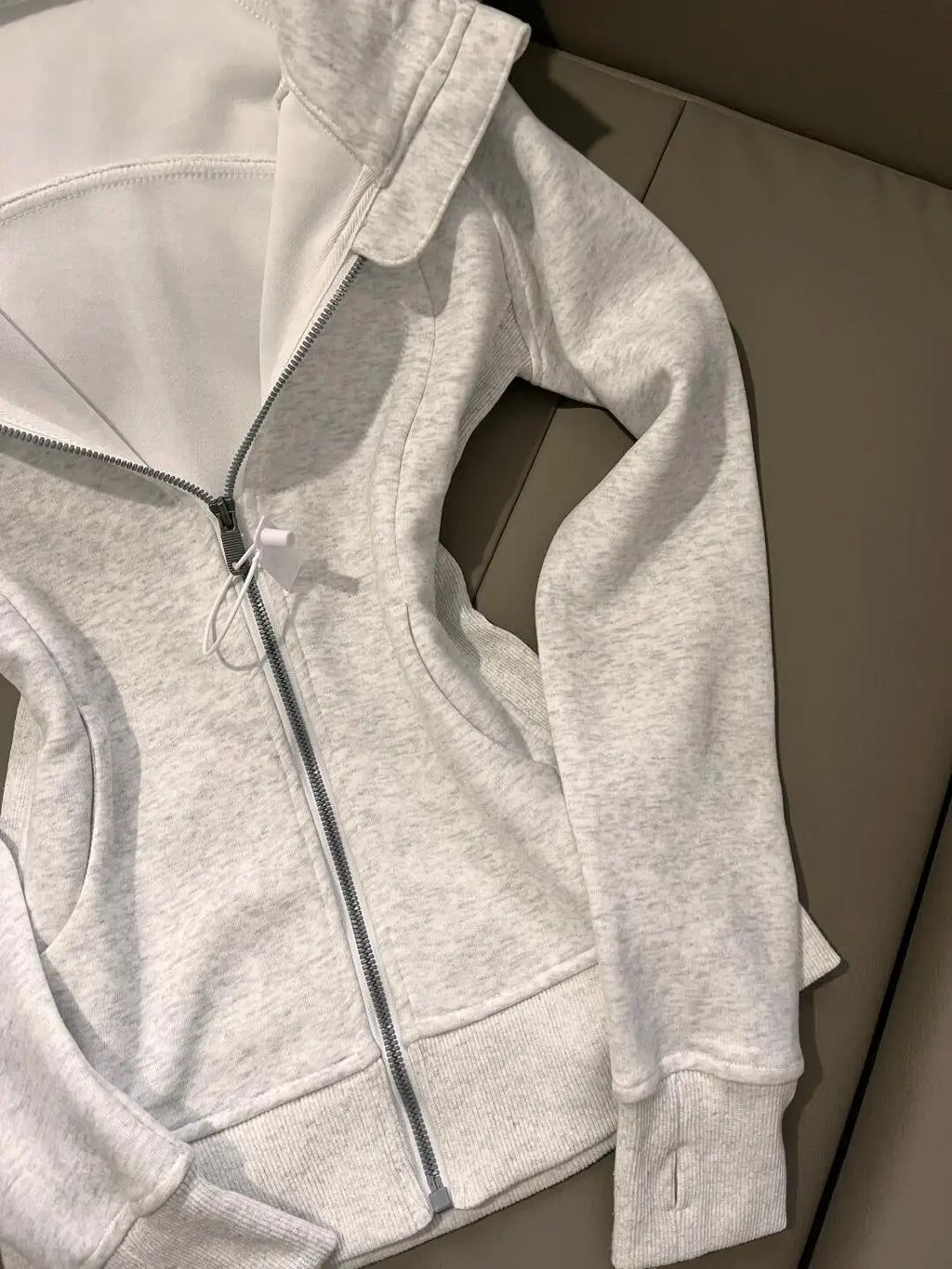 American Grey Shoulder Slim Fit Hoodie Coat For Women Spring Autumn Wear New Collection Hoodie Zipper Style Grey Jacket Top - Matrix Studios