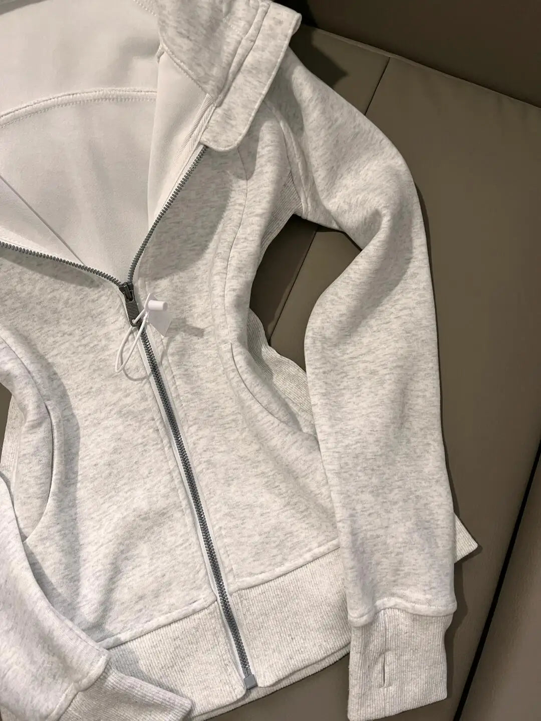 American Grey Shoulder Slim Fit Hoodie Coat For Women Spring Autumn Wear New Collection Hoodie Zipper Style Grey Jacket Top - Matrix Studios