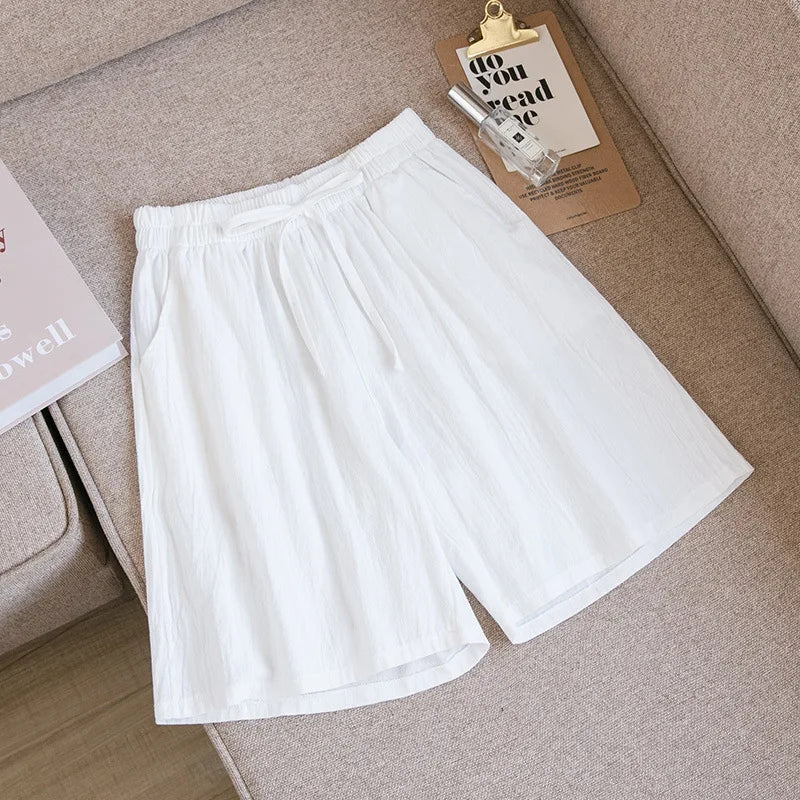 2026 Women Cotton Shorts Summer Casual Solid Two Pockets Shorts High Waist Loose Shorts for Girls Soft Cool Female Shorts - Matrix Studios