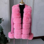 Women Knit Faux Fur Cardigan Spring Autumn Elegant Ladies Fashion Faux Fur Coat Knitted Sweater with Fake Fox Fur Collar - Matrix Studios