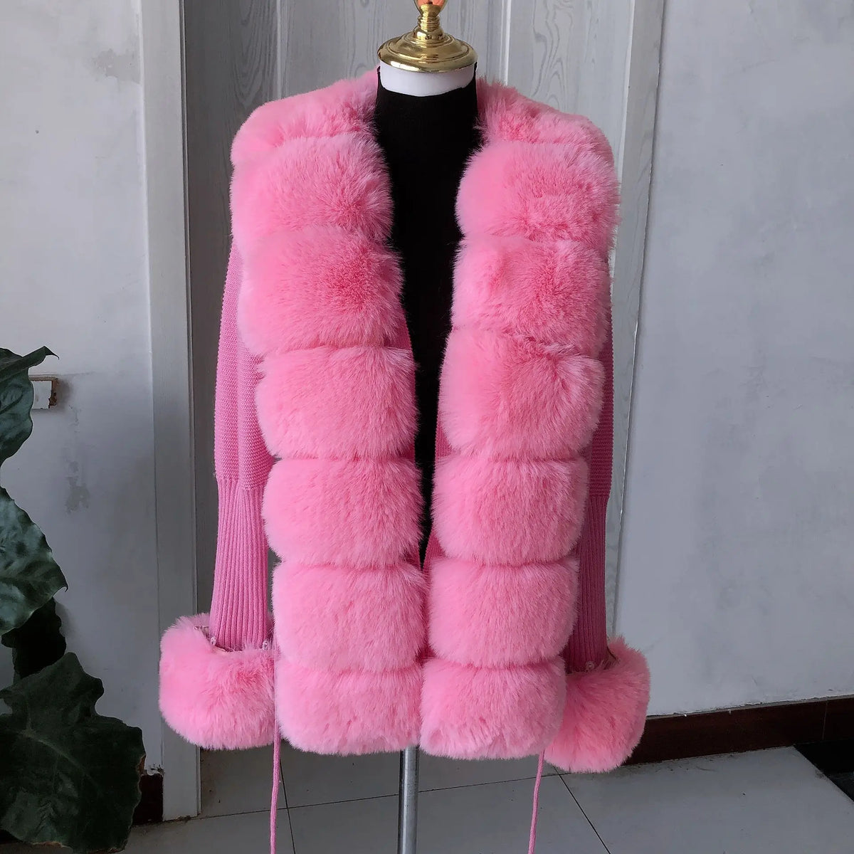 Women Knit Faux Fur Cardigan Spring Autumn Elegant Ladies Fashion Faux Fur Coat Knitted Sweater with Fake Fox Fur Collar - Matrix Studios